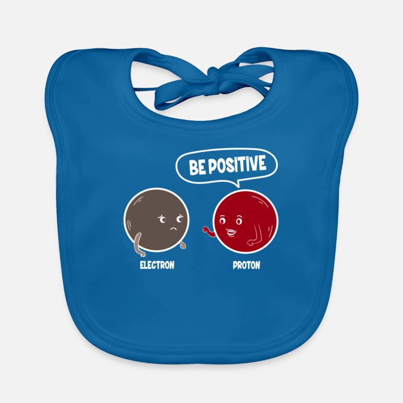 Proton Electron Be Positive - Soyez positif - Bavoir bio Bébé - bleu paon
