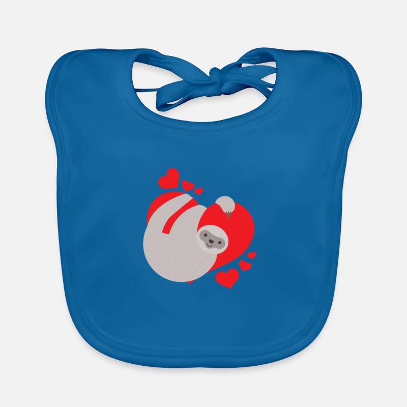 Cute & Adorable Valentines Day Sloth Hugging Heart Organic Baby Bibs