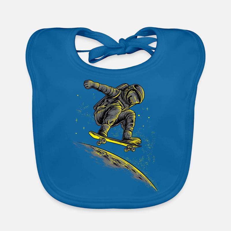 Space Surfer astronaut galxy outer space skateboard Organic Baby Bibs