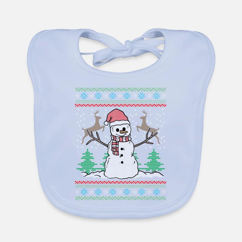 Ugly sweater snowman gift Organic Baby Bibs