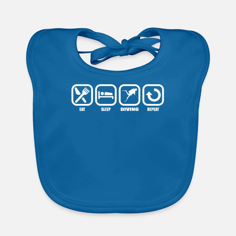 Mangez Sommeil Répéter Plongée - Bavoir bio Bébé - bleu paon