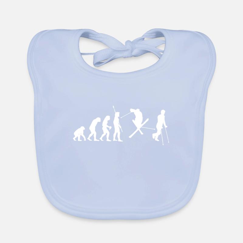 Lustiges Ski Evolution Wintersport Fun Geschenk Baby Bio-Lätzchen
