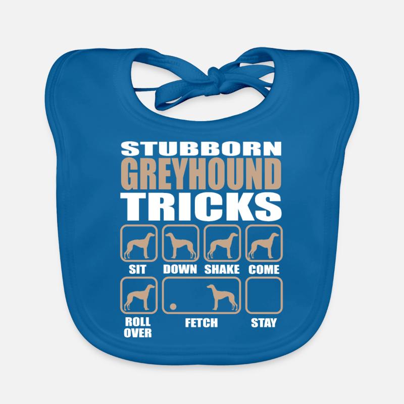 Stubborn Greyhound Tricks design Organic Baby Bibs