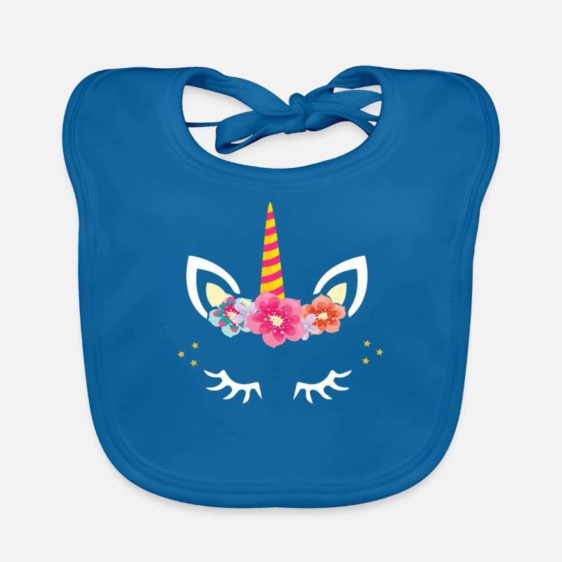 Unicorn - Cat Ears - Closed Eyelashes Organic Baby Bibs