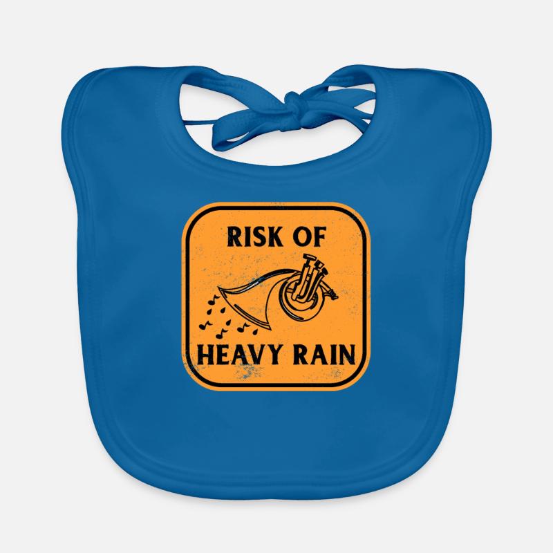 Orchestre d'instruments Heavy Rain pour cor français - Bavoir bio Bébé - bleu paon