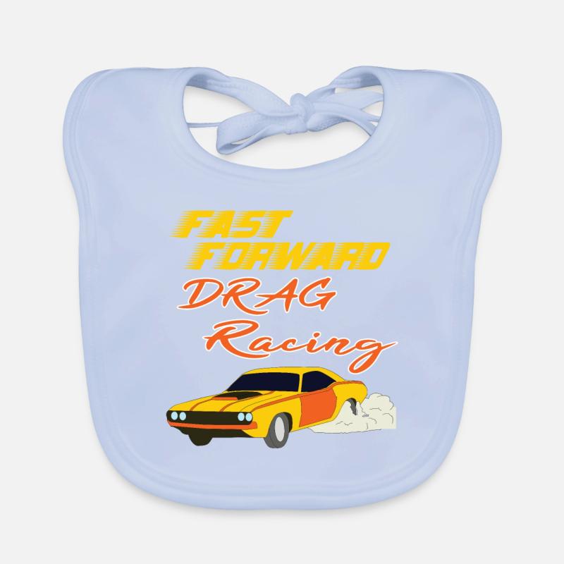 Be advance with this "Fast Forward Drag Racing" Organic Baby Bibs