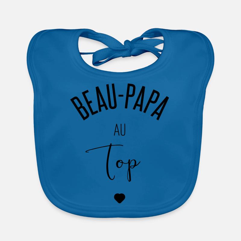 Beau papa au top - Bavoir bio Bébé - bleu paon