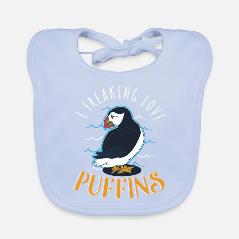 I Freaking Love Puffins Bavoir bio Bébé