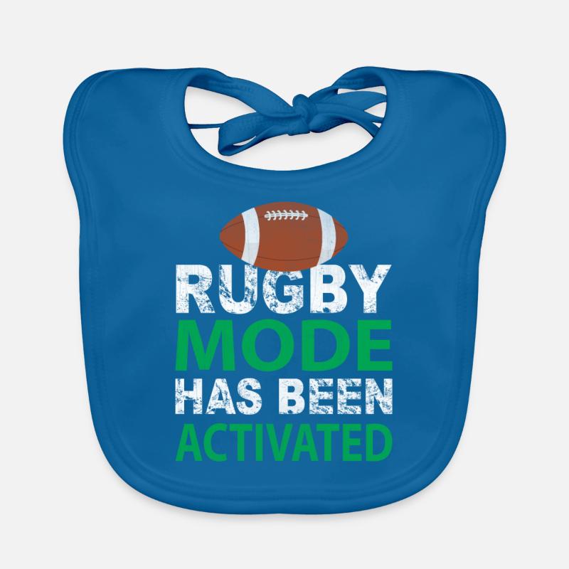rugby - Bavoir bio Bébé - bleu paon