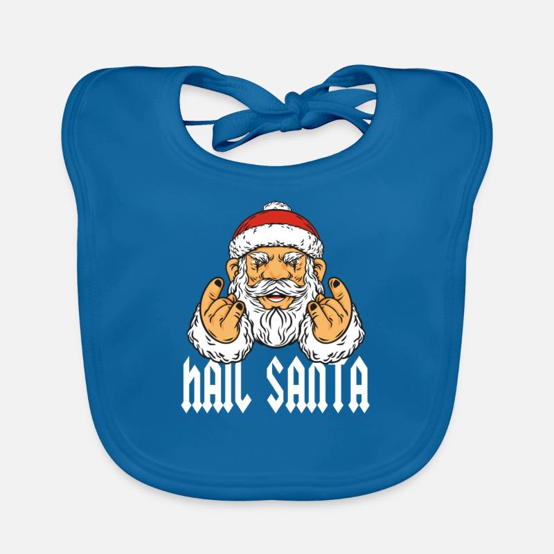 Santa Rock Metal Hail Devil Pommes fork gift Organic Baby Bibs