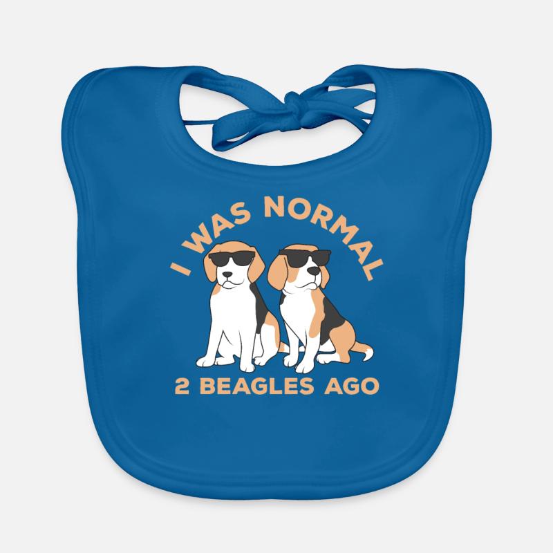 Ich war normal vor 2 Beagles - Baby Bio-Lätzchen - Pfauenblau