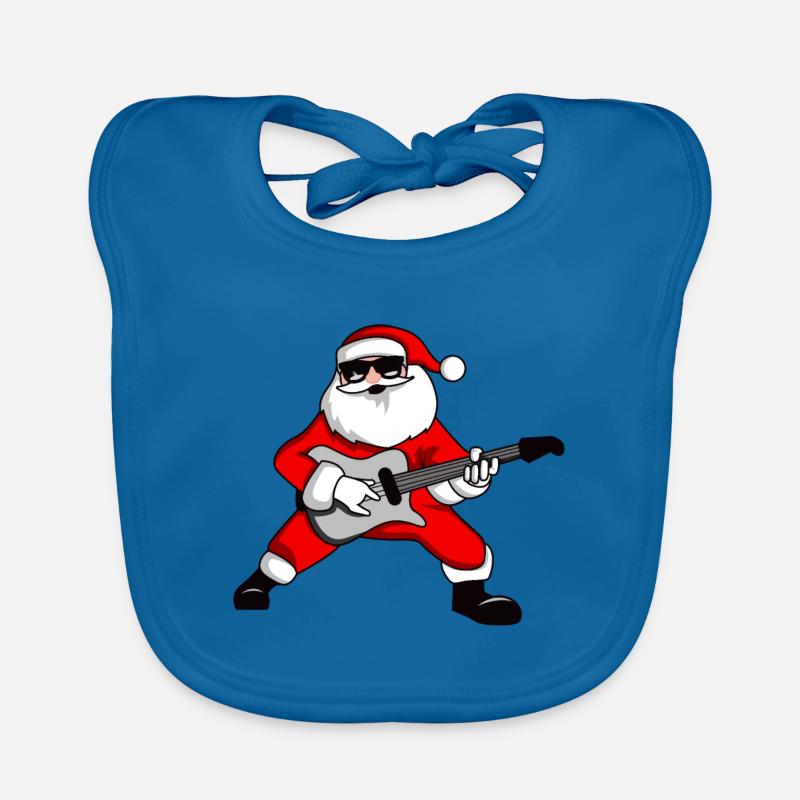 Cadeau de Noël De Noël Rock n Roll - Bavoir bio Bébé - bleu paon