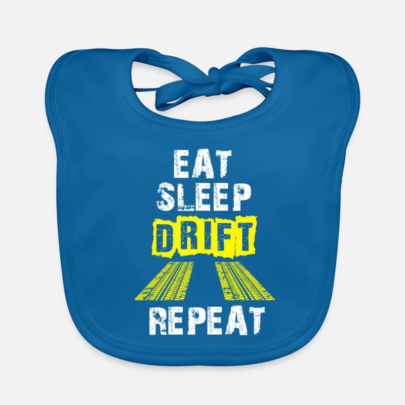 Drifter Eat Sleep Drift Repeat - Bavoir bio Bébé - bleu paon