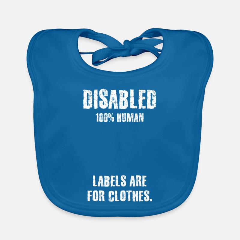 Solidarité, handicap, handicap, inclusion - Bavoir bio Bébé - bleu paon