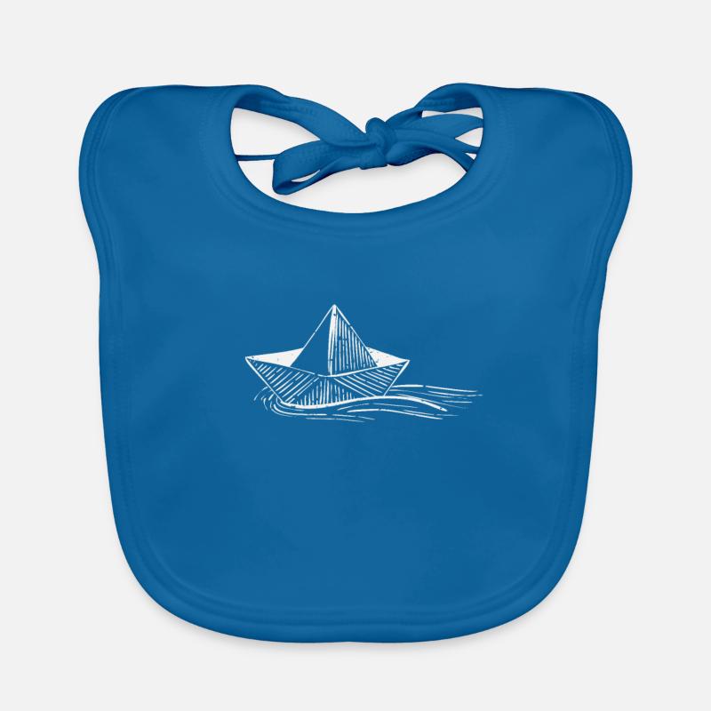 Schwimmendes Papierboot oder Schiff - Baby Bio-Lätzchen - Pfauenblau
