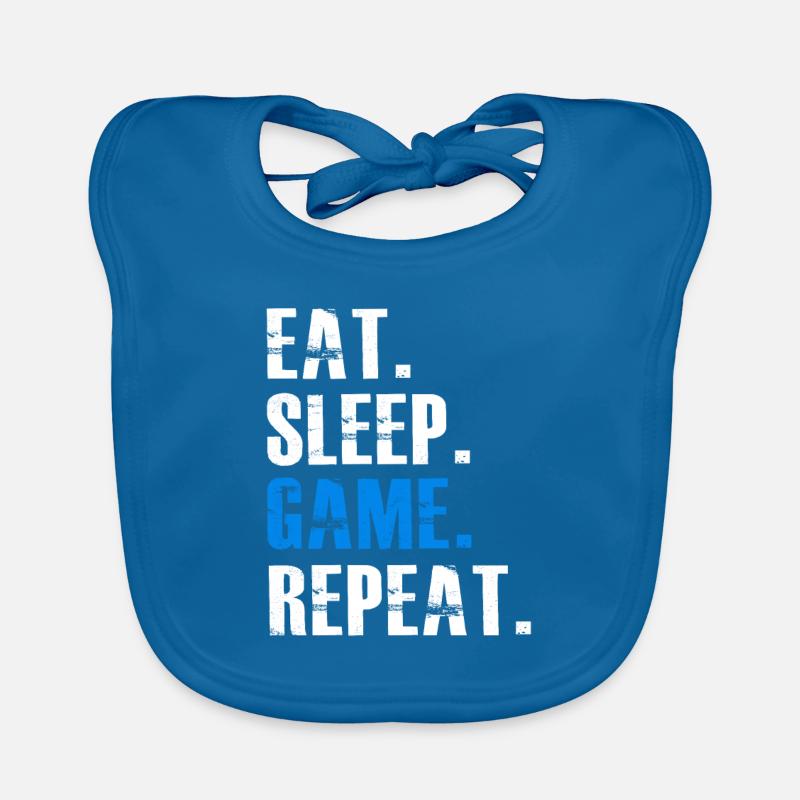Manger le sommeil Jeu Répéter - Bavoir bio Bébé - bleu paon