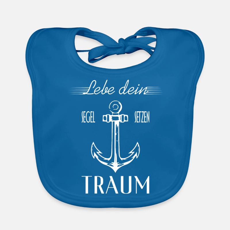 Lebe dein Traum - Anker weiss Baby Bio-Lätzchen