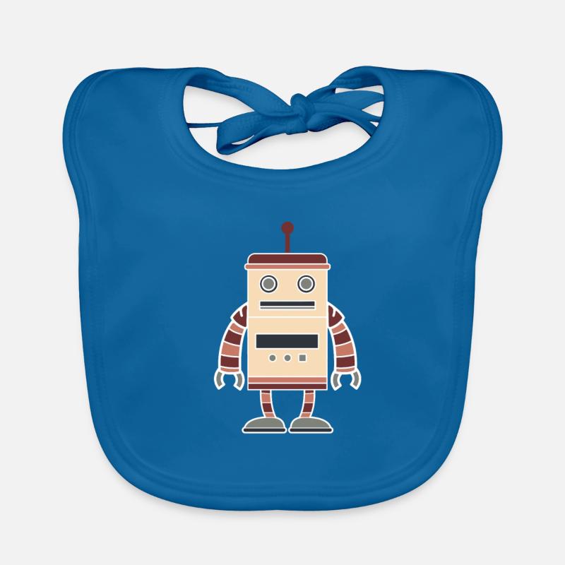 Robot coloré - Bavoir bio Bébé - bleu paon