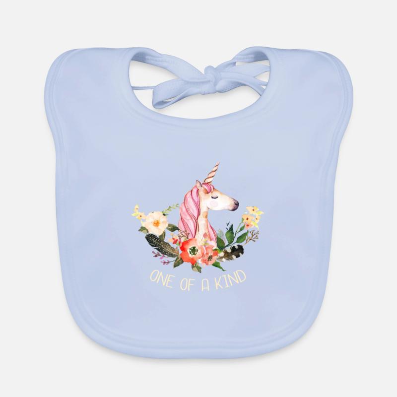 Einzigartig sein Einhorn Blumen Organic Baby Bibs