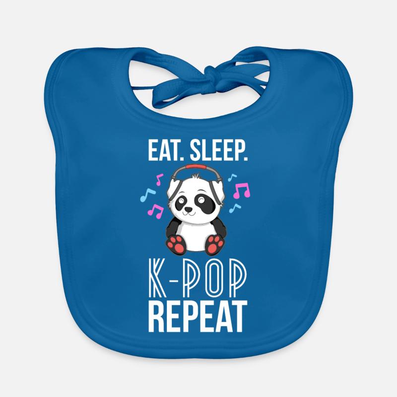 Eat Sleep KPop Repeat TShirt Teens Panda KPop Organic Baby Bibs