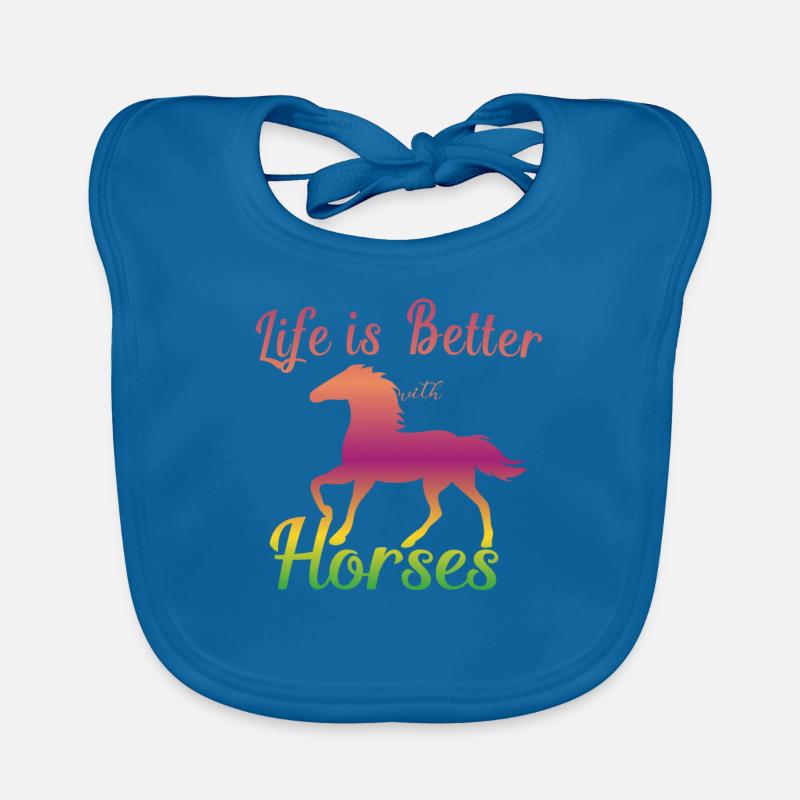 Pferd Pferd Pferde Pferde Geschenk - Baby Bio-Lätzchen - Pfauenblau