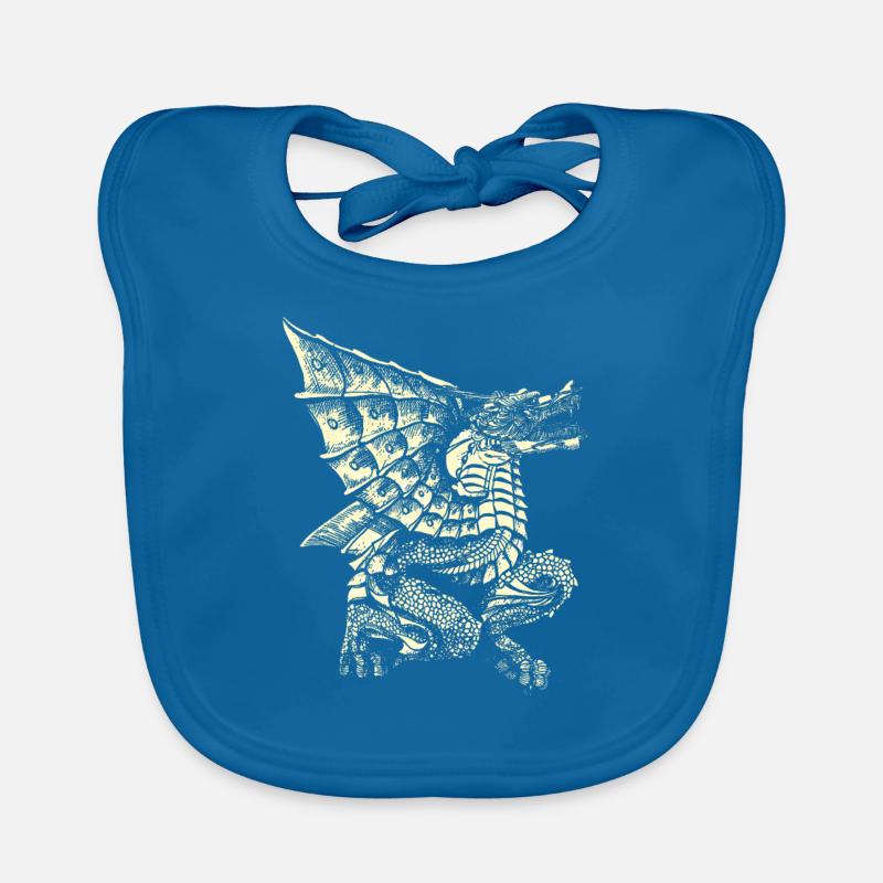 Drachen - Baby Bio-Lätzchen - Pfauenblau