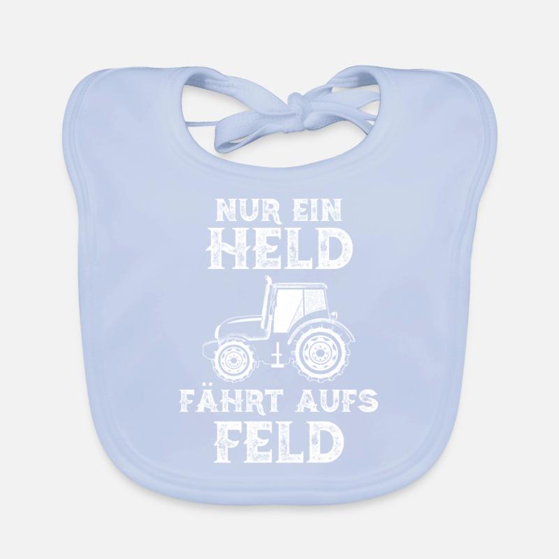 Nur ein Held fährt aufs Feld Landwirt Traktor Baby Bio-Lätzchen