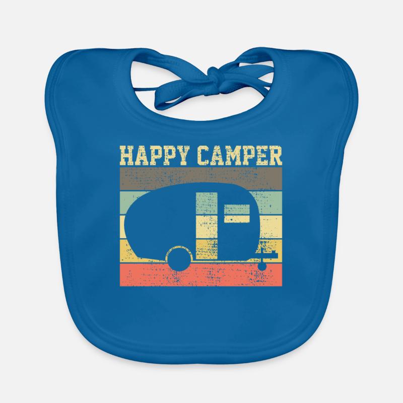 Camping Camping Heureux - Bavoir bio Bébé - bleu paon
