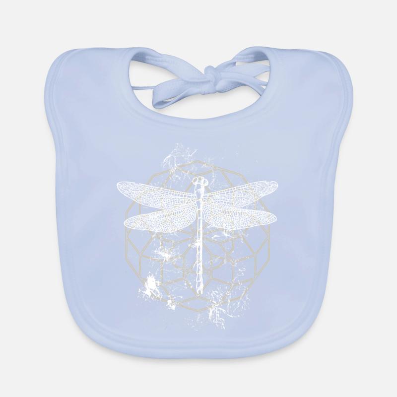 Libellule Ornement Or Blanc Bavoir bio Bébé