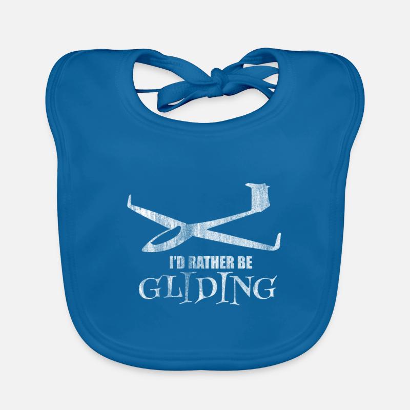 Gliding glider pilot work - Organic Baby Bibs - peacock-blue