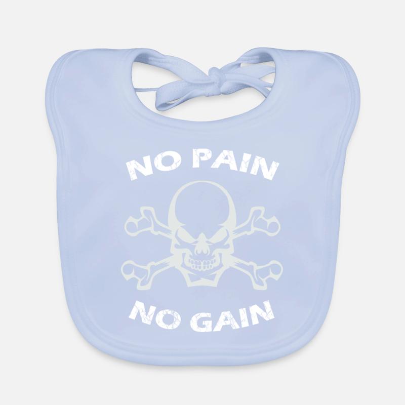 PAS DE PAIN PAS DE GAIN Bodybuilder Bavoir bio Bébé