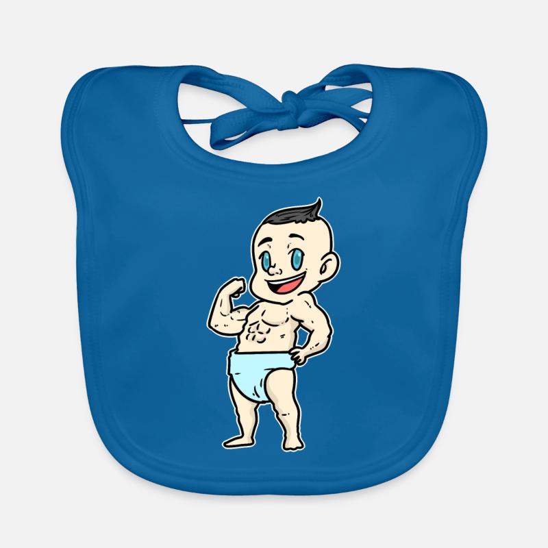 Baby with muscles six-pack Organic Baby Bibs