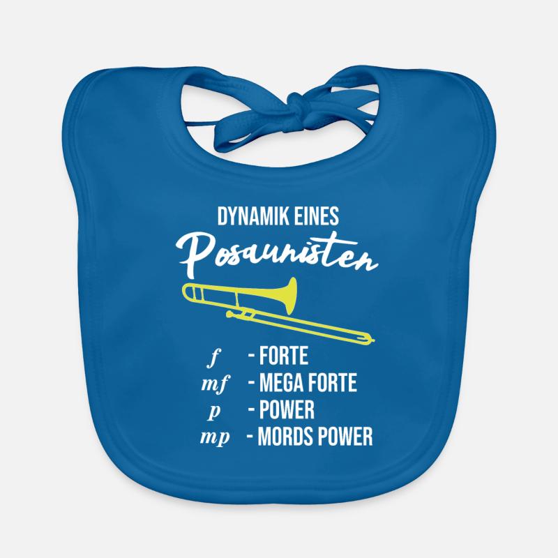 Lustiges Posaune Design, Dynamik eines Posaunisten - Baby Bio-Lätzchen - Pfauenblau