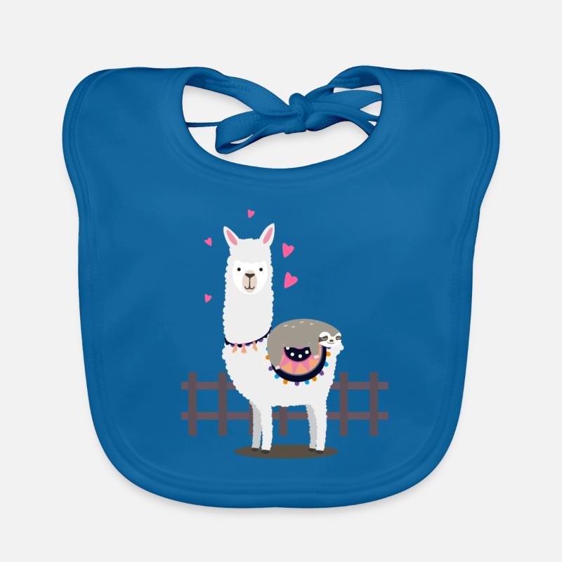 Lama Sloth - Bavoir bio Bébé - bleu paon