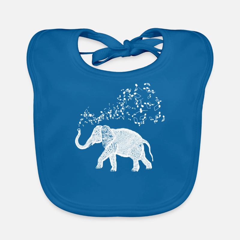 Elephant avec trompe et notes de musiques Bavoir bio Bébé