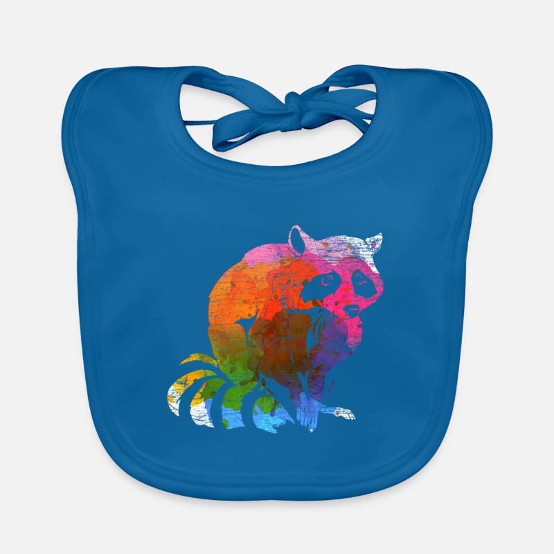 raton laveur - Bavoir bio Bébé - bleu paon