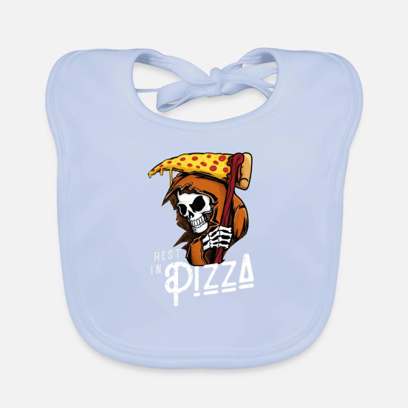 Rest In Pizza - Lustiges Schnellimbiss-Sensenmann-Geschenk Baby Bio-Lätzchen