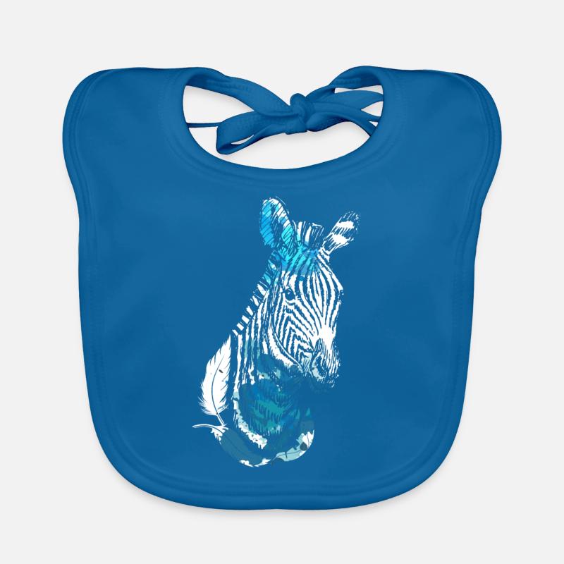 zèbre - Bavoir bio Bébé - bleu paon