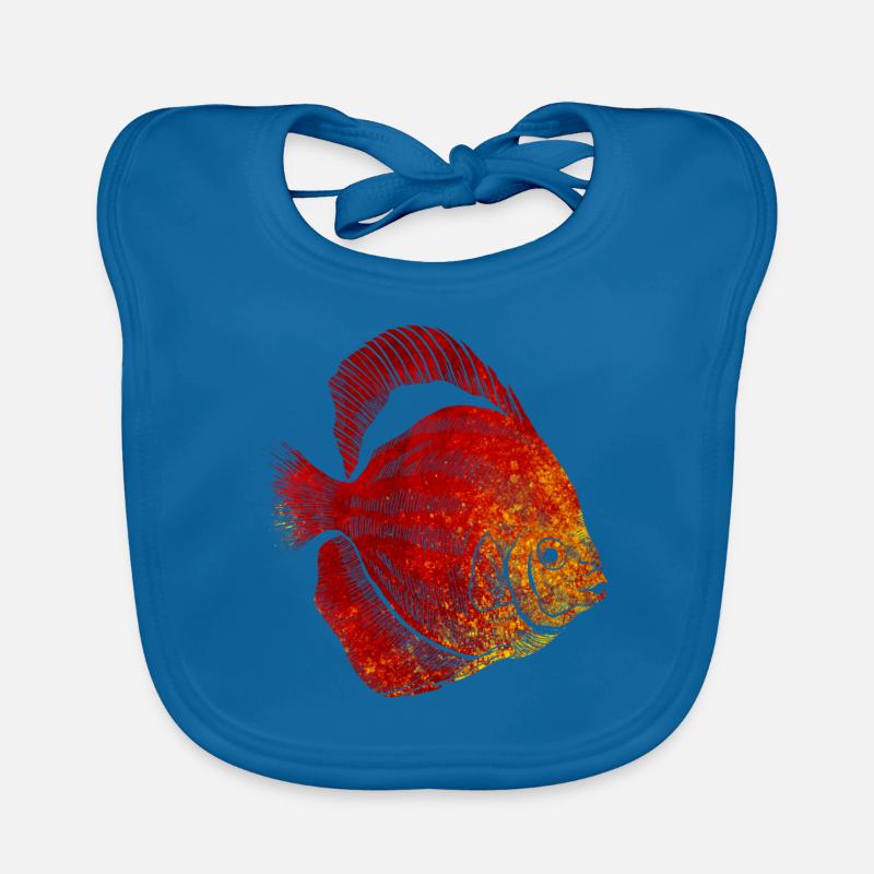 Poisson - Bavoir bio Bébé - bleu paon