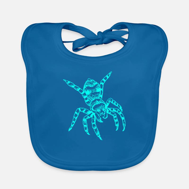 tarentule - Bavoir bio Bébé - bleu paon
