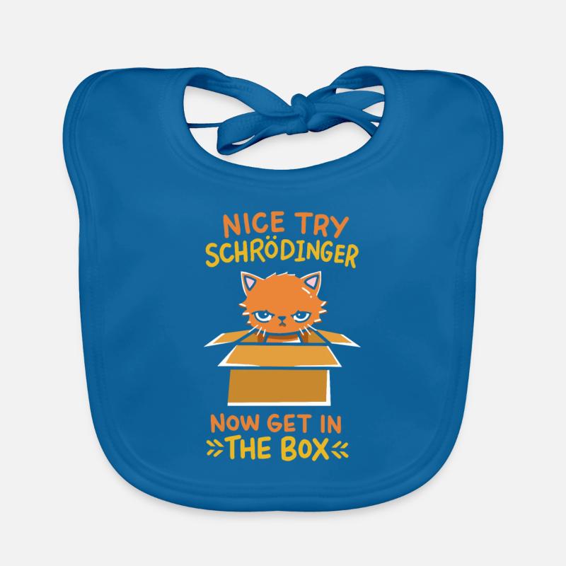 Chat de Schrödinger - Dicton physicien physicien - Bavoir bio Bébé - bleu paon
