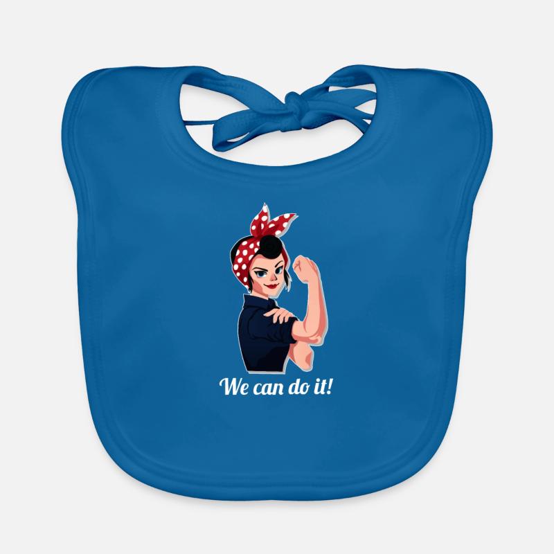 We can do it! - Organic Baby Bibs - peacock-blue