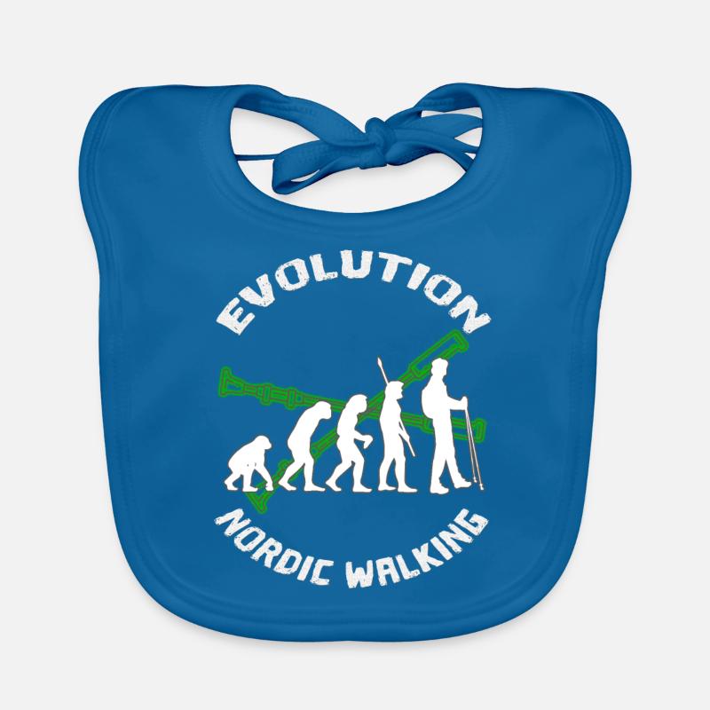 Darwin Evolution des Nordic Walking - Baby Bio-Lätzchen - Pfauenblau