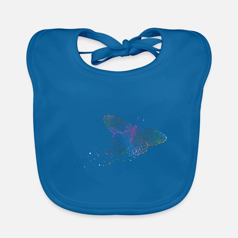 Papillons - Bavoir bio Bébé - bleu paon