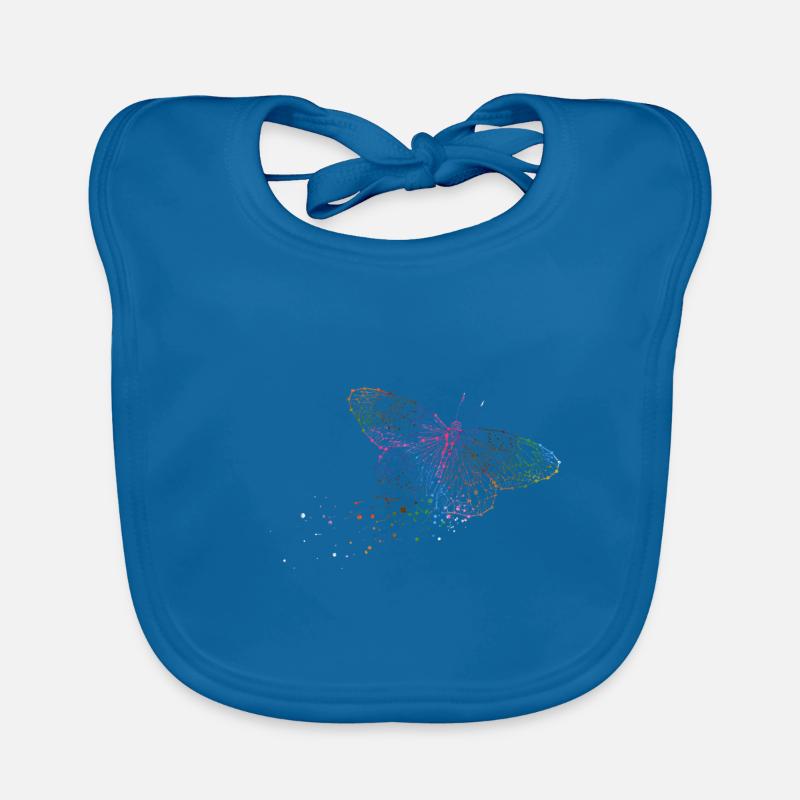 Papillon collector - Bavoir bio Bébé - bleu paon