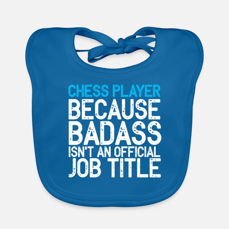 échecs - Bavoir bio Bébé - bleu paon