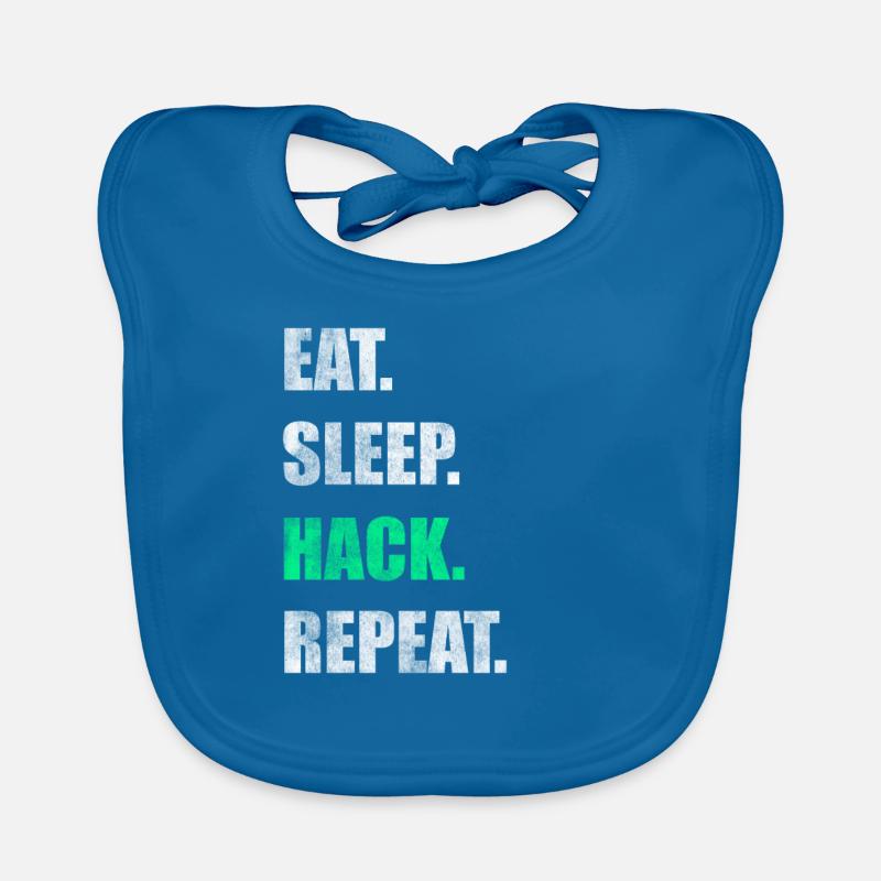 Eat Sleep Hack Repeat Hacker Hacken - Baby Bio-Lätzchen - Pfauenblau