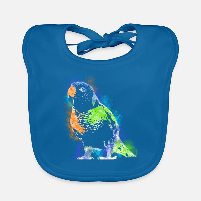 Papagei - Baby Bio-Lätzchen - Pfauenblau