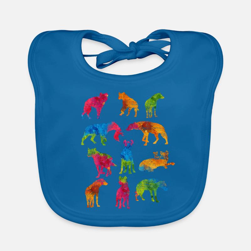 hyène - Bavoir bio Bébé - bleu paon