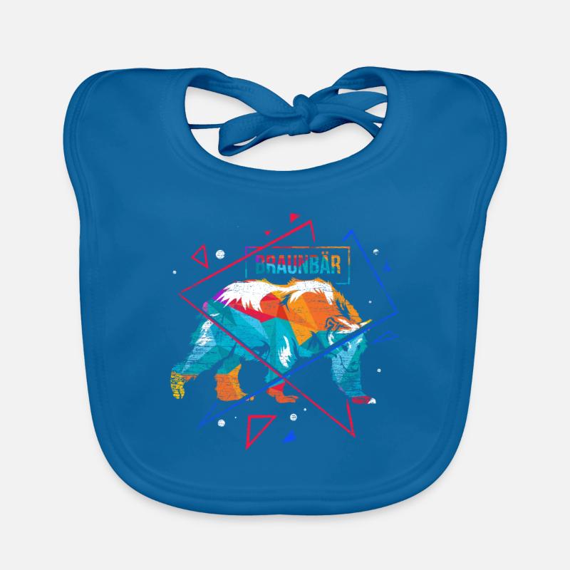 Brown bear polygon Organic Baby Bibs